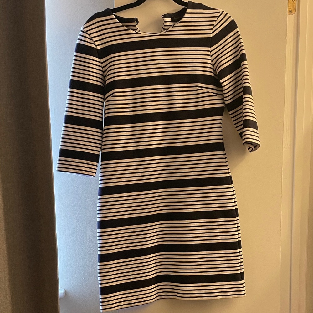 Navy and White Striped Dress